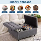 Pouf contenitore quadrato con coperchio sollevabile