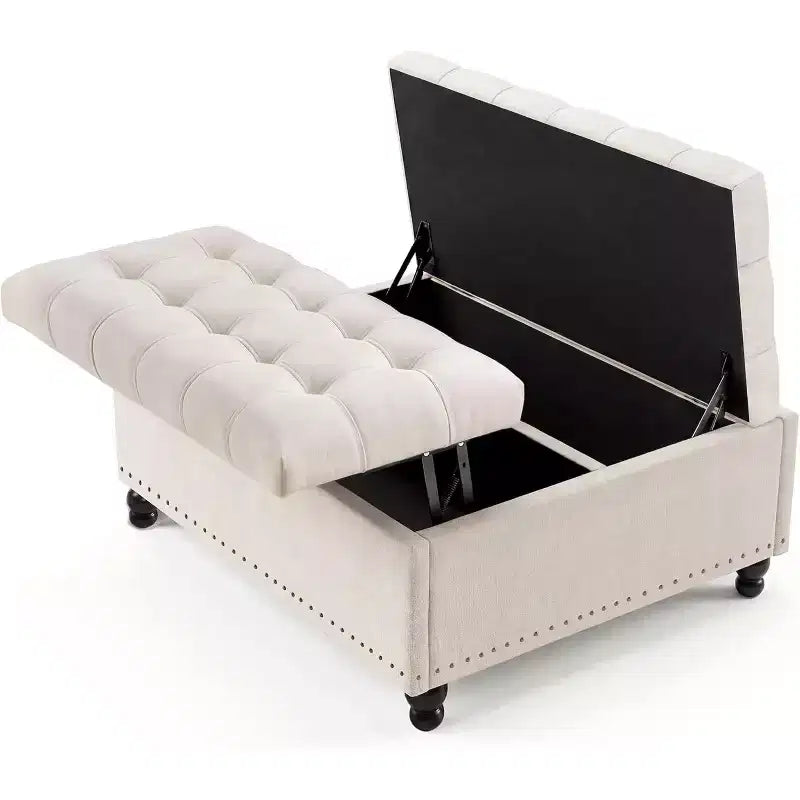 Pouf contenitore quadrato con coperchio sollevabile