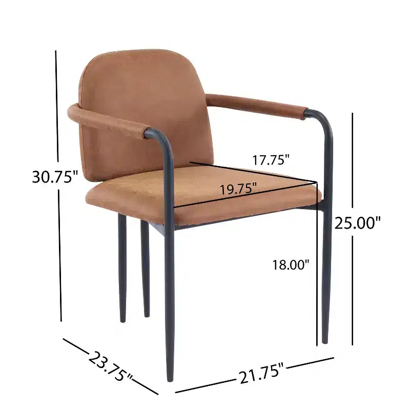 Sedia da pranzo moderna imbottita con telaio in ferro (set da 2)