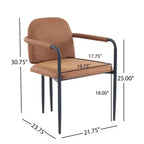 Sedia da pranzo moderna imbottita con telaio in ferro (set da 2)