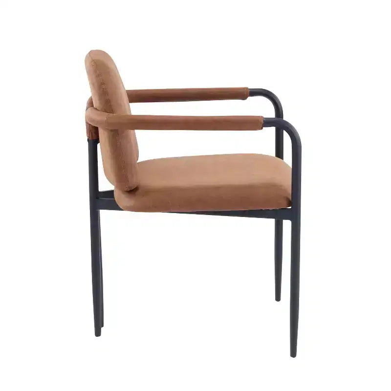 Sedia da pranzo moderna imbottita con telaio in ferro (set da 2)