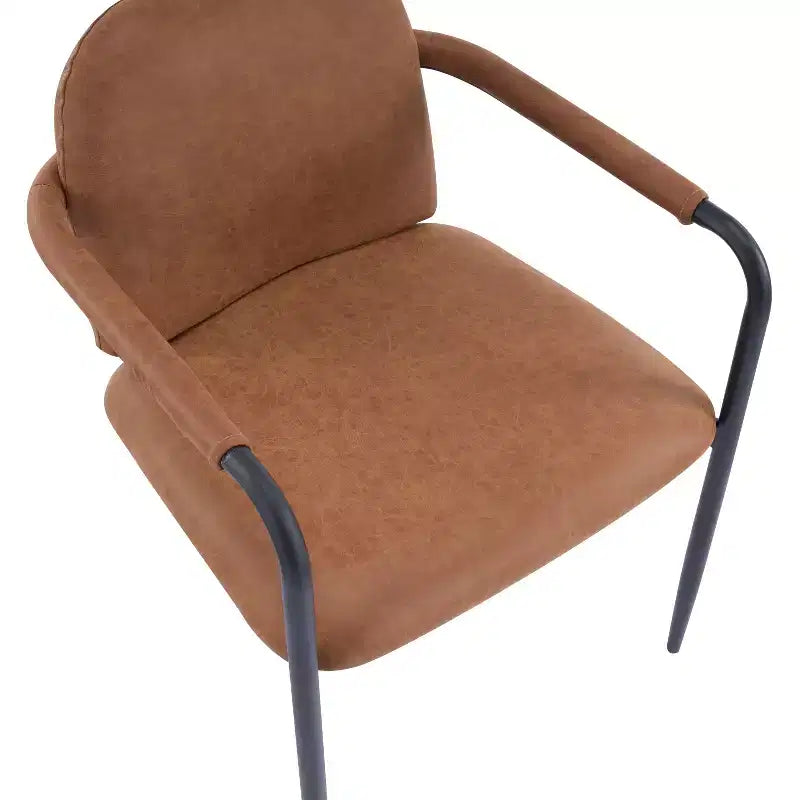 Sedia da pranzo moderna imbottita con telaio in ferro (set da 2)