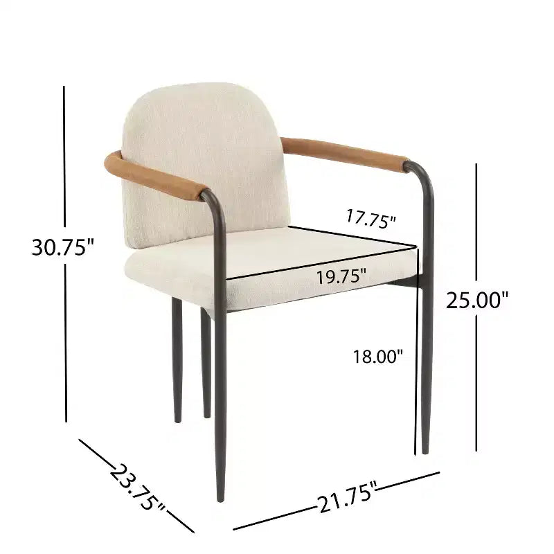 Sedia da pranzo moderna imbottita con telaio in ferro (set da 2)