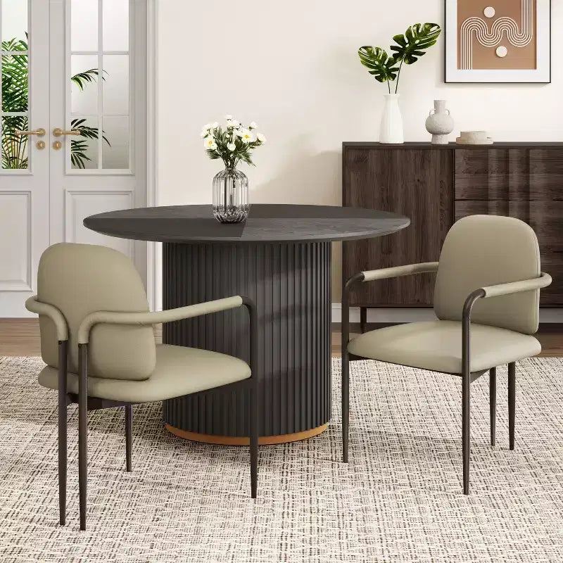 Sedia da pranzo moderna imbottita con telaio in ferro (set da 2)