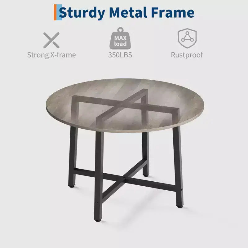 Tavolo da pranzo rotondo da 80 cm con struttura in metallo