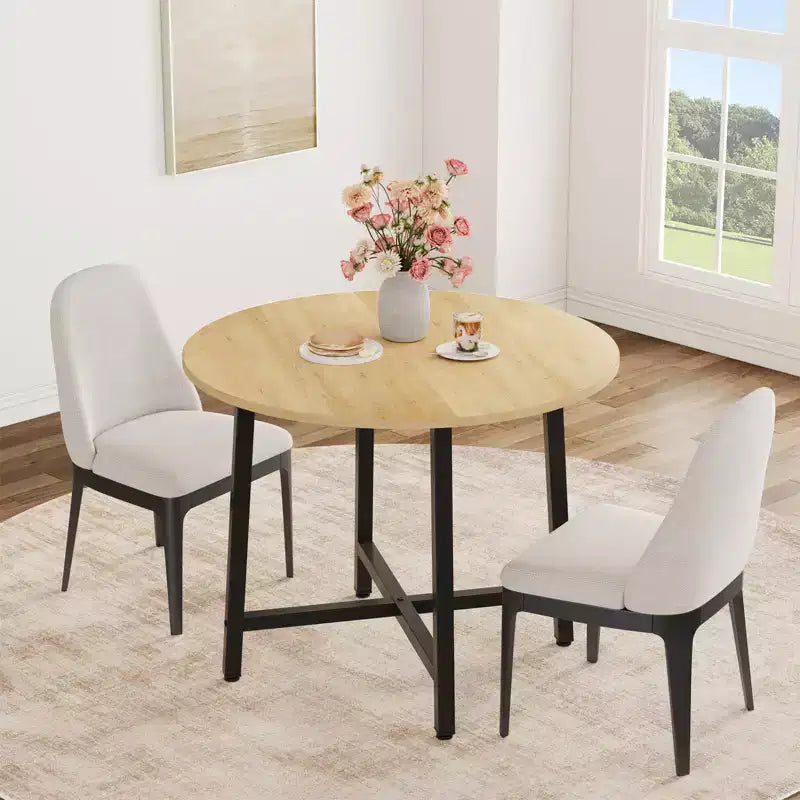 Tavolo da pranzo rotondo da 80 cm con struttura in metallo