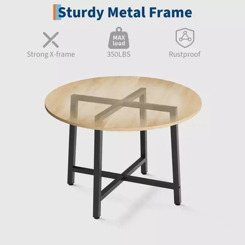 Tavolo da pranzo rotondo da 80 cm con struttura in metallo