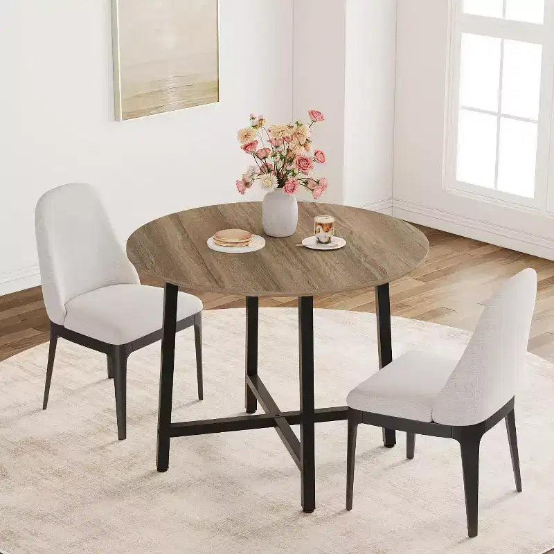 Tavolo da pranzo rotondo da 80 cm con struttura in metallo