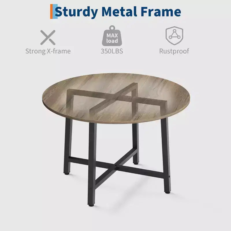 Tavolo da pranzo rotondo da 80 cm con struttura in metallo