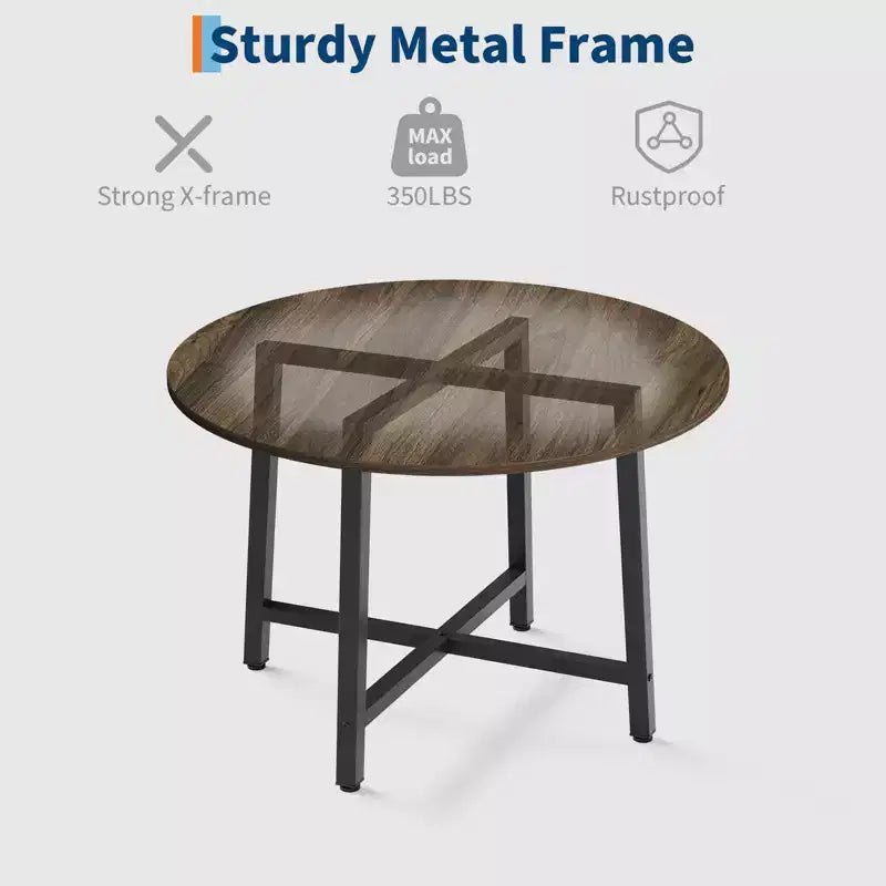 Tavolo da pranzo rotondo da 80 cm con struttura in metallo