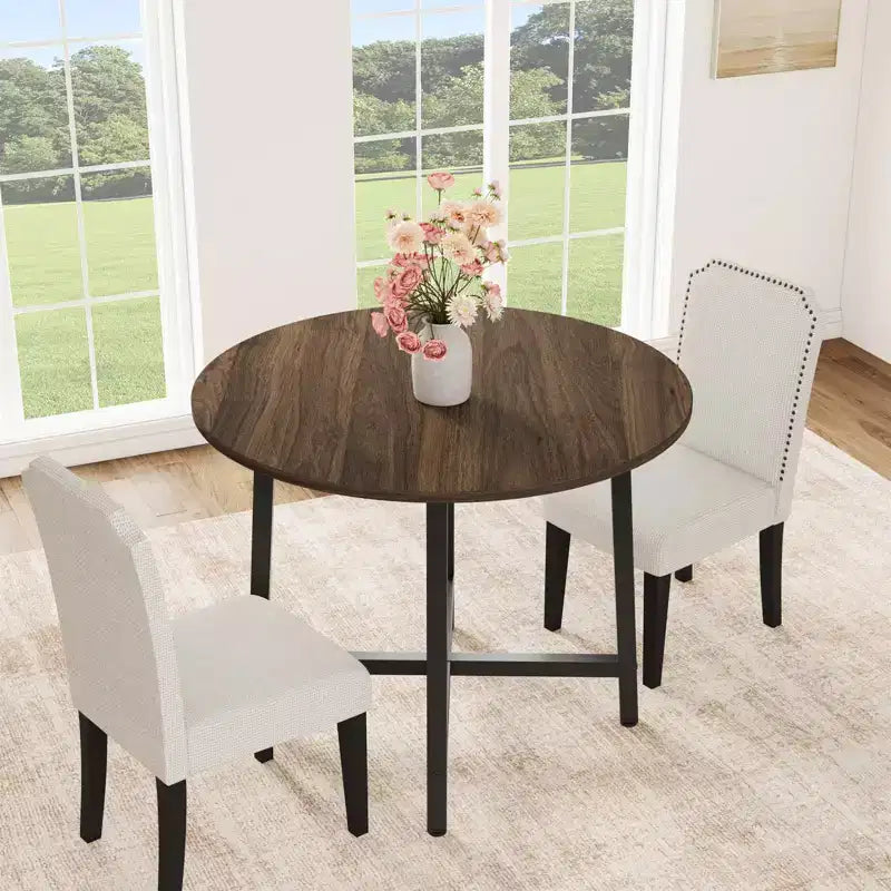 Tavolo da pranzo rotondo da 80 cm con struttura in metallo