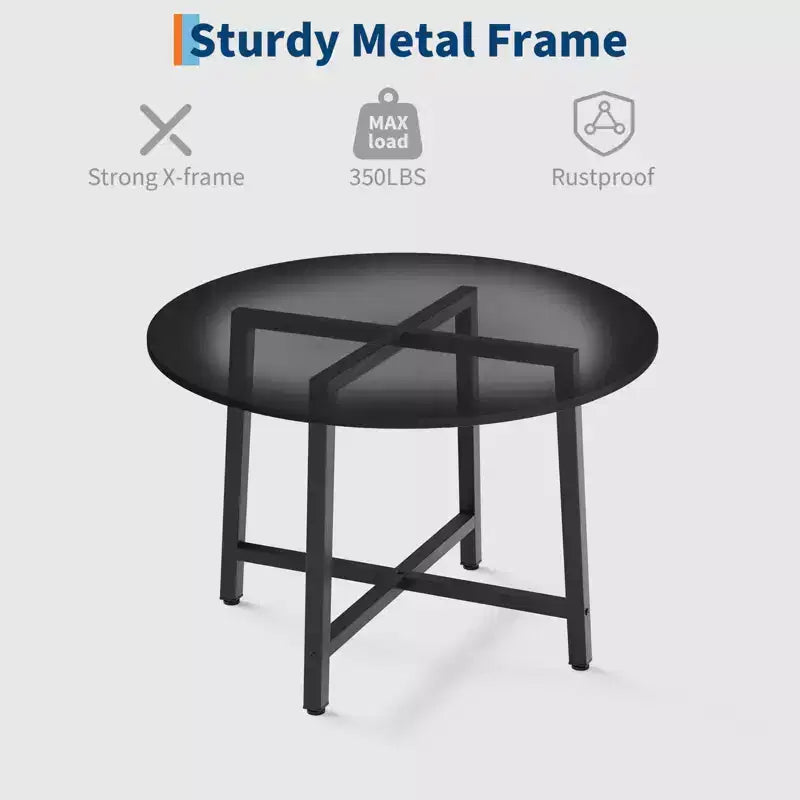 Tavolo da pranzo rotondo da 80 cm con struttura in metallo