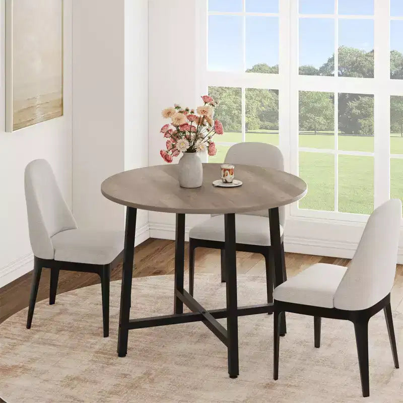Tavolo da pranzo rotondo da 80 cm con struttura in metallo