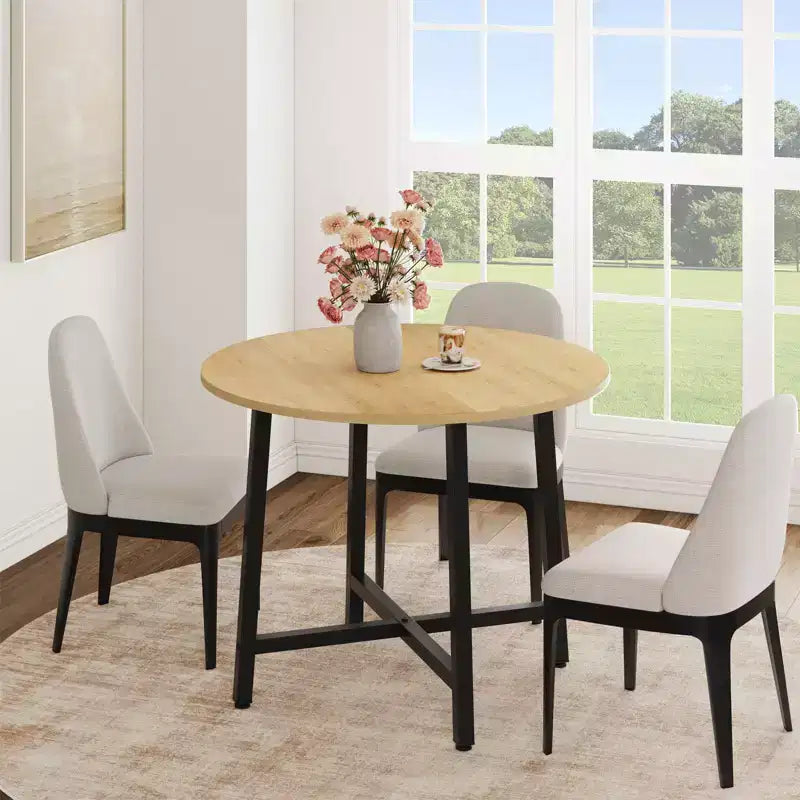 Tavolo da pranzo rotondo da 80 cm con struttura in metallo