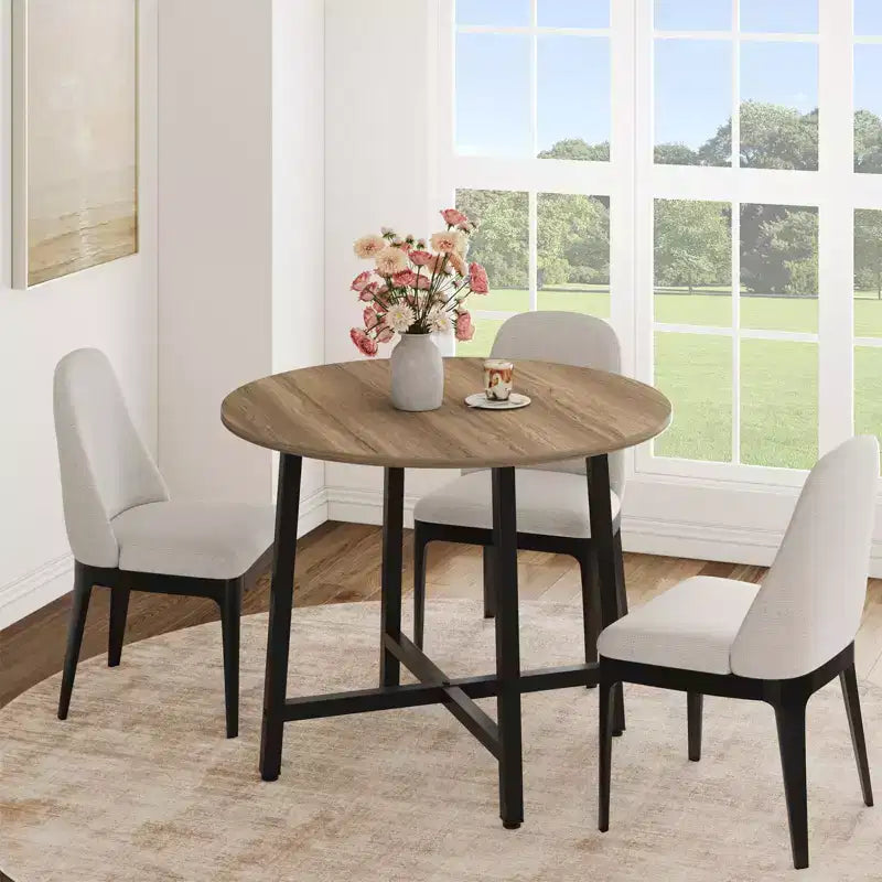Tavolo da pranzo rotondo da 80 cm con struttura in metallo