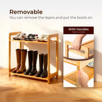Scarpiera a 3 livelli in bambù, colore legno naturale, larga 68 cm