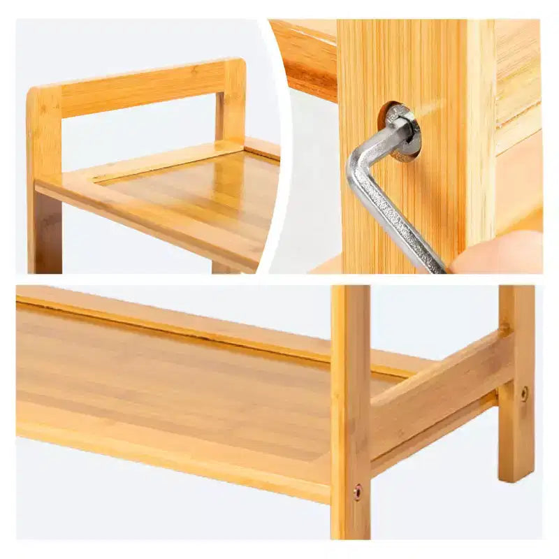 Scarpiera a 3 livelli in bambù, colore legno naturale, larga 68 cm