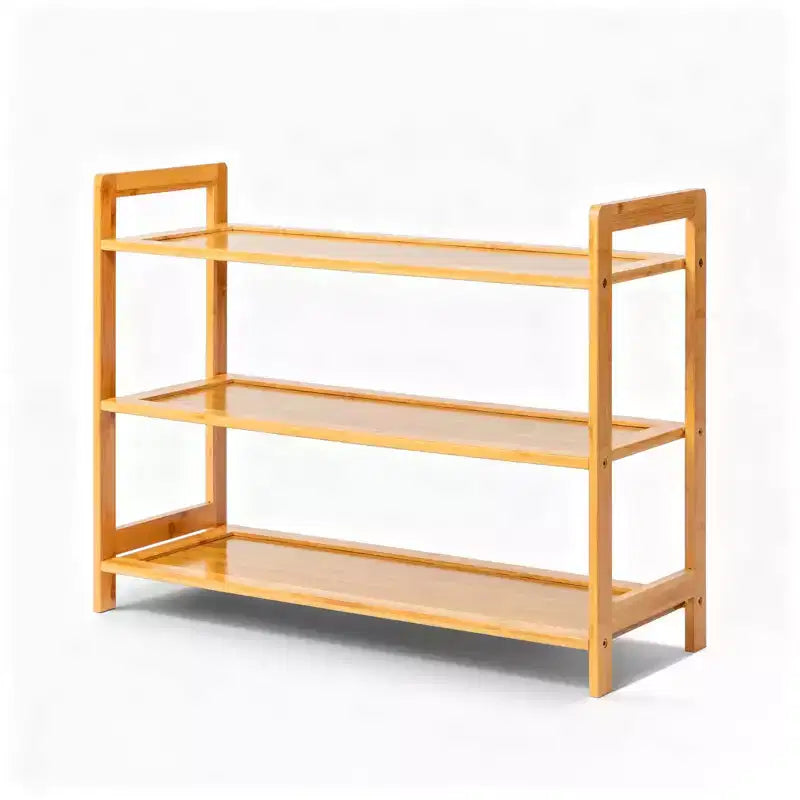 Scarpiera a 3 livelli in bambù, colore legno naturale, larga 68 cm