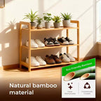 Scarpiera a 3 livelli in bambù, colore legno naturale, larga 68 cm