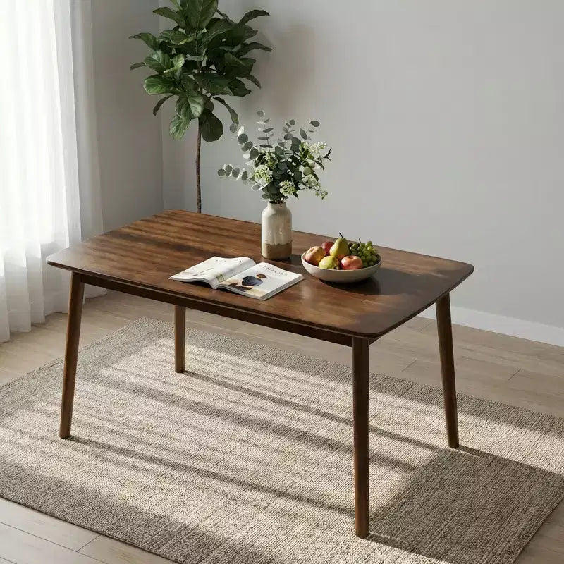 GDFStudio Matei Modern Wooden Rectangular Dining Table with Rounded Corners