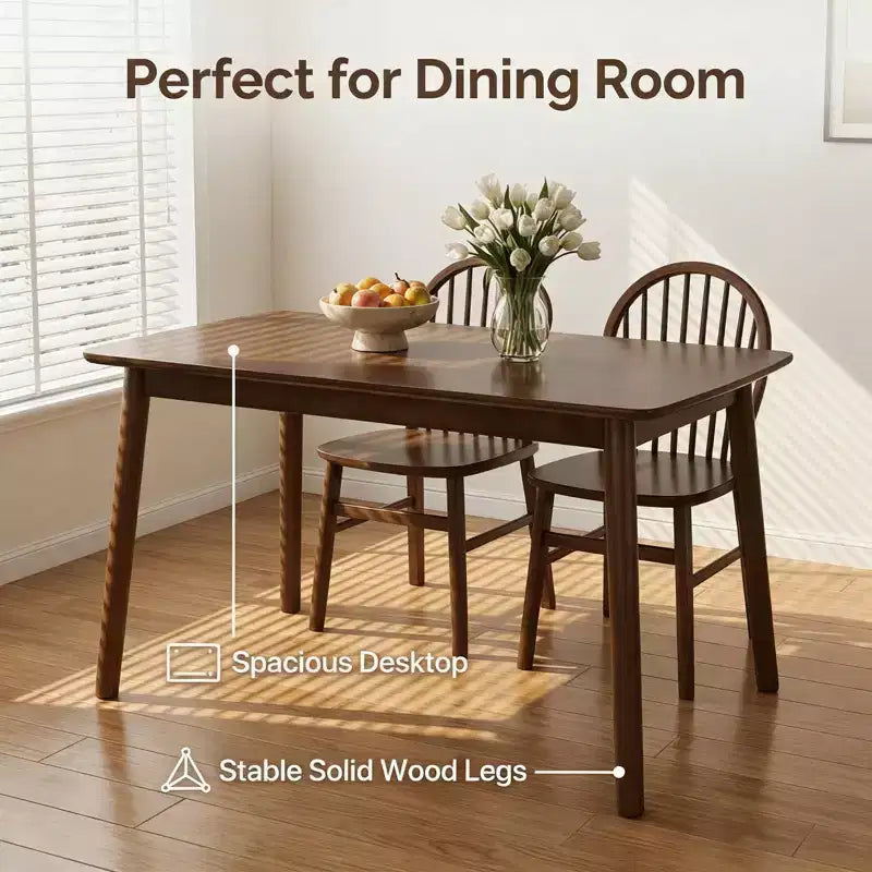 Tavolo da Pranzo Rettangolare Moderno in Legno con Angoli Arrotondati