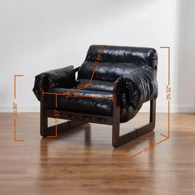 Poltrona Mid-Century Moderna con Braccioli Removibili, Nero Anticato