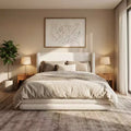ModernLuxe Queen/King Size Bed Frame with Wingback Headboard, Modern Boucle Upholstered Platform Bed, White
