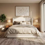 ModernLuxe Queen/King Size Bed Frame with Wingback Headboard, Modern Boucle Upholstered Platform Bed, White