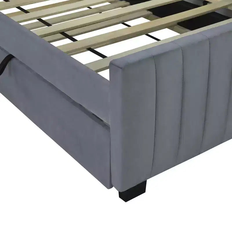 Letto a piattaforma imbottito con motivo a mattoni e letto estraibile Twin XL