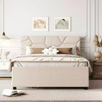Letto a piattaforma imbottito con motivo a mattoni e letto estraibile Twin XL