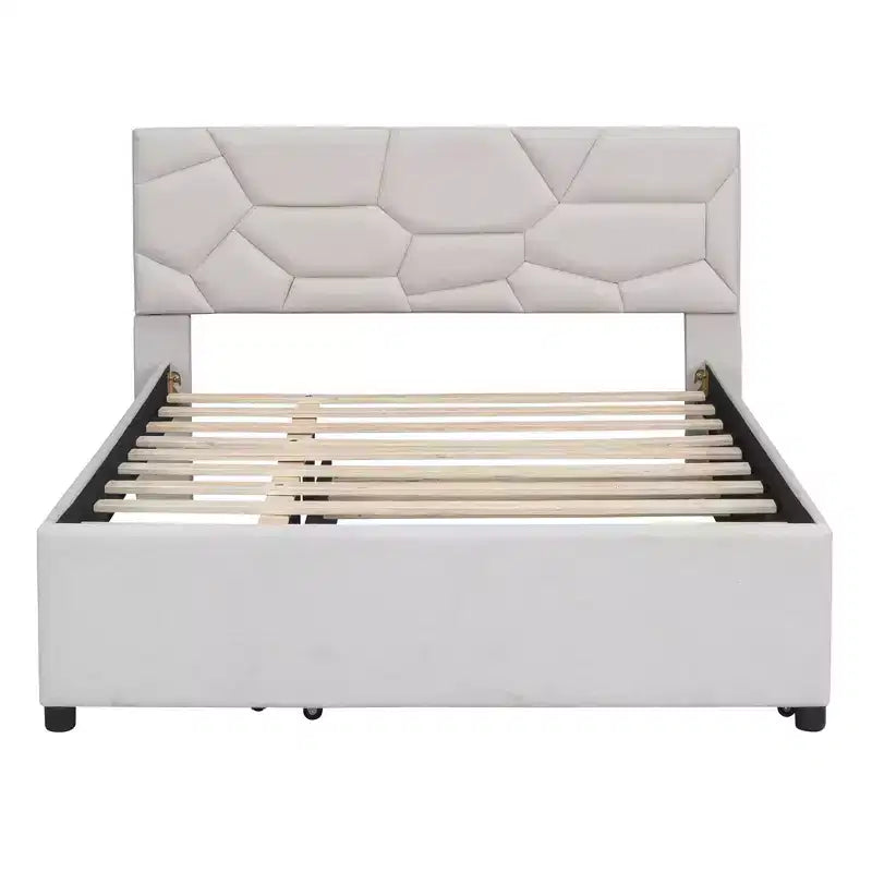Letto a piattaforma imbottito con motivo a mattoni e letto estraibile Twin XL
