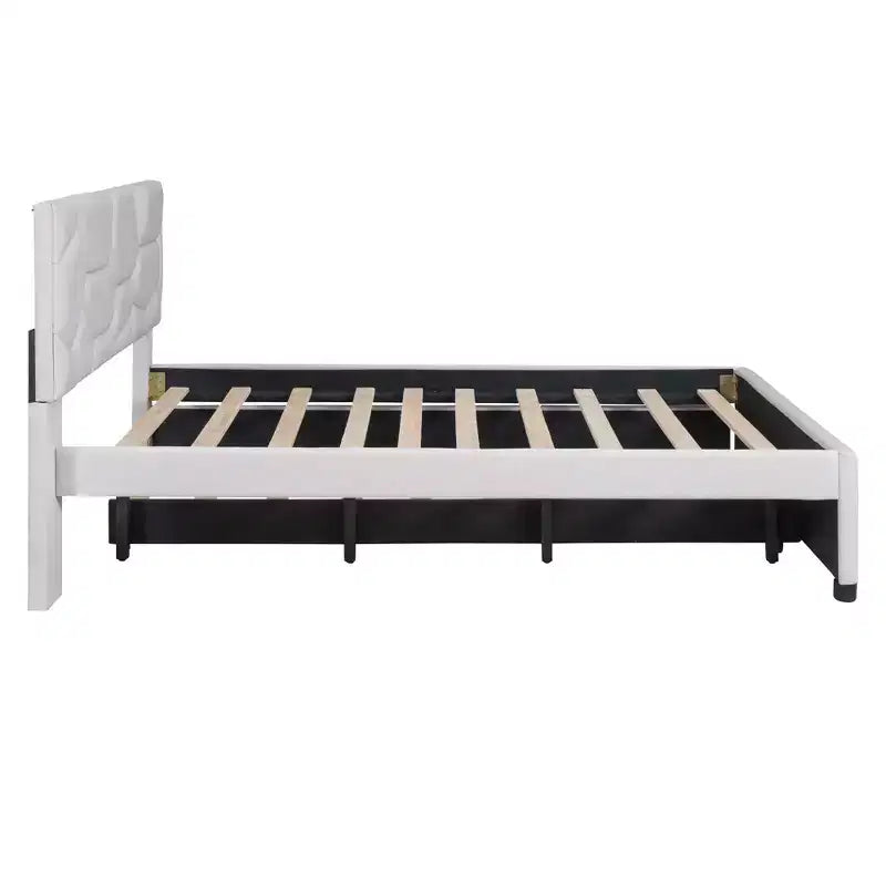 Letto a piattaforma imbottito con motivo a mattoni e letto estraibile Twin XL