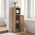 Mobiletto bagno sottile con porta rotolo e anta portaoggetti, Naturale