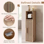 Mobiletto bagno sottile con porta rotolo e anta portaoggetti, Naturale