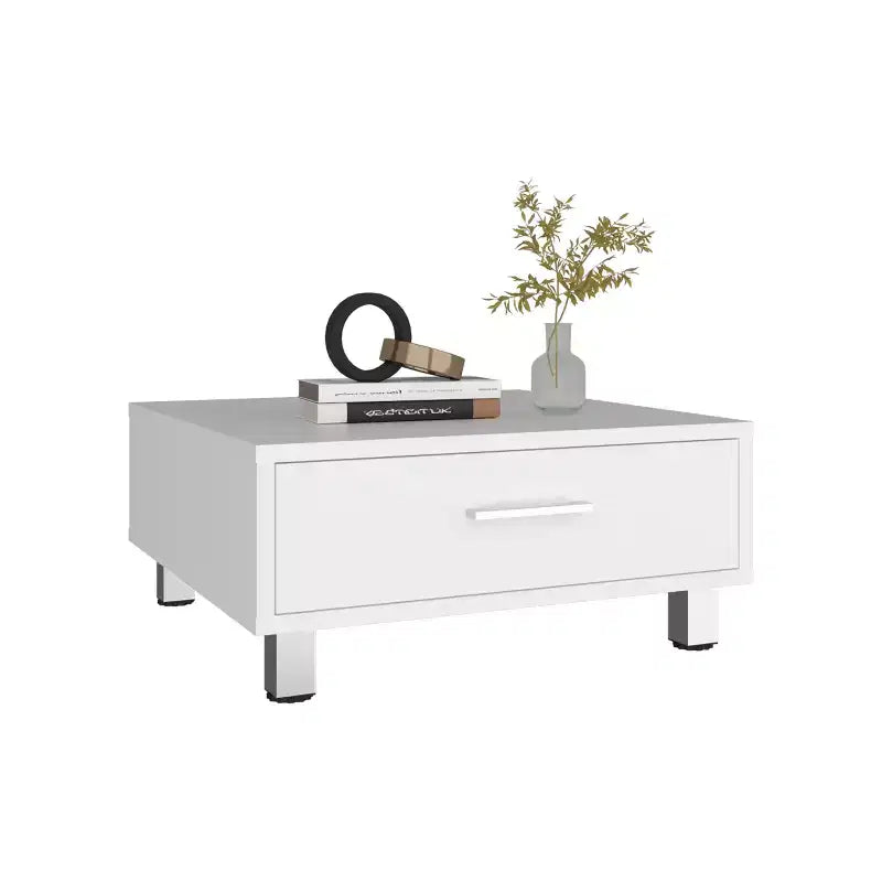 Fun little toys brand Modern Coffee Table and Center Table with Single Storage Drawer and 4 Stable Legs, Practical Living Room Organization