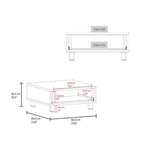 Tavolino moderno con cassetto portaoggetti e base a 4 gambe