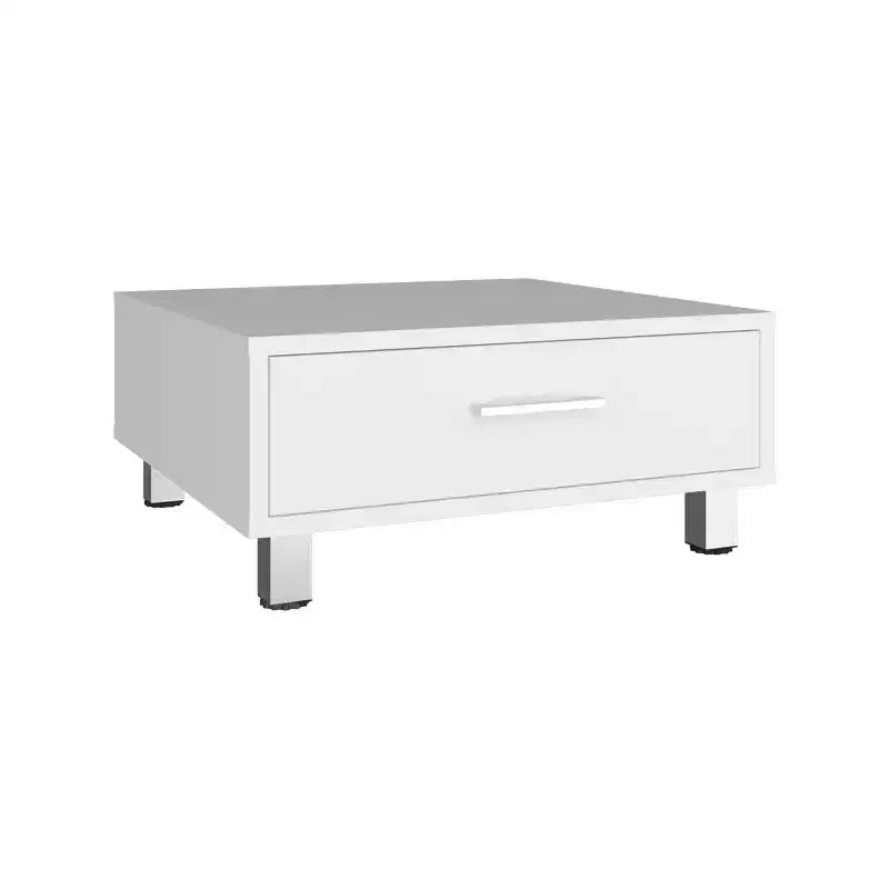 Tavolino moderno con cassetto portaoggetti e base a 4 gambe