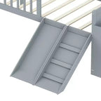 Struttura Letto a Soppalco Singolo per Bambini con Scivolo, Scala, Scaffale e Sponda di Protezione – Grigio