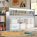 Struttura Letto a Soppalco Singolo per Bambini con Scivolo, Scala, Scaffale e Sponda di Protezione – Grigio