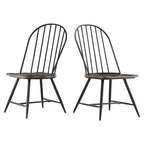 Raelyn Two-Tone Spindle Windsor Dining Chair - (Set of 4) - Black Metal/Brown Veneer - iNSPIRE Q