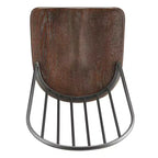 Sedia da pranzo Windsor a fusi bicolore – Set da 4, Struttura in metallo nero / Seduta impiallacciata marrone