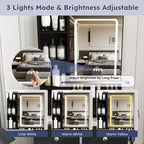 Moderna Toeletta in Legno con Specchio LED e Sedia da Trucco