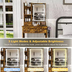 Moderna Toeletta in Legno con Specchio LED e Sedia da Trucco