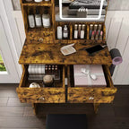 Moderna Toeletta in Legno con Specchio LED e Sedia da Trucco