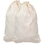 Narwey Extra Large Natural Cotton Laundry Bag, Beige (28 x 36) - 2 Pack