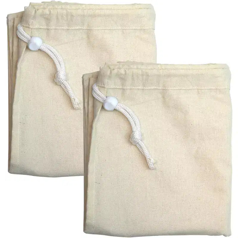 Sacchi per la biancheria in cotone naturale extra large, beige (28 x 36) - Confezione da 2
