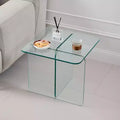 JVNOXK Tempered Clear Glass SideTable, Small Tea Table, Night Stand Tempered Glass