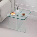 JVNOXK Tempered Clear Glass SideTable, Small Tea Table, Night Stand Tempered Glass