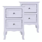 Comodino bianco in MDF con 2 cassetti, set da 2