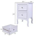 Comodino bianco in MDF con 2 cassetti, set da 2